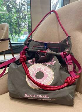 日本代购高圆圆甜甜圈帆布包ballchain刺绣购物袋单肩手提斜挎包
