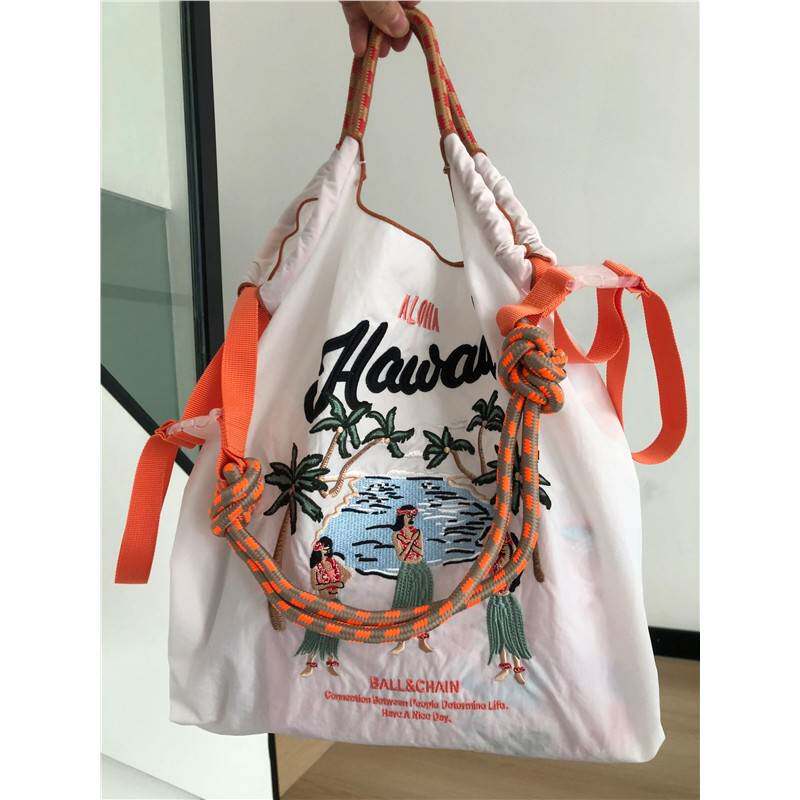日本代购ballchain高圆圆同款紫色夏威夷环保购物袋上班通勤包包