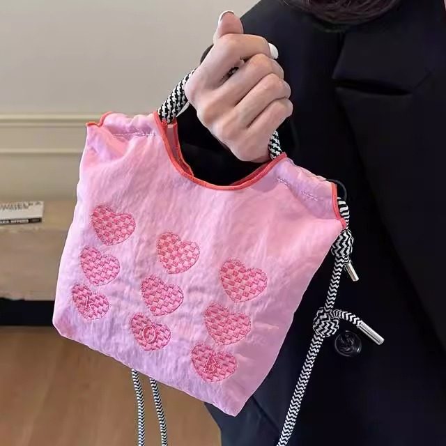 日本代购ballchain爱心刺绣mini帆布包女轻便休闲斜挎迷你小包包