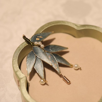 绒花胸针古风汉服手工珍珠别针