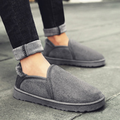 休闲雪地靴低帮棉鞋 冬季 男韩版 男士 加绒保暖男鞋 一脚蹬情侣面包鞋