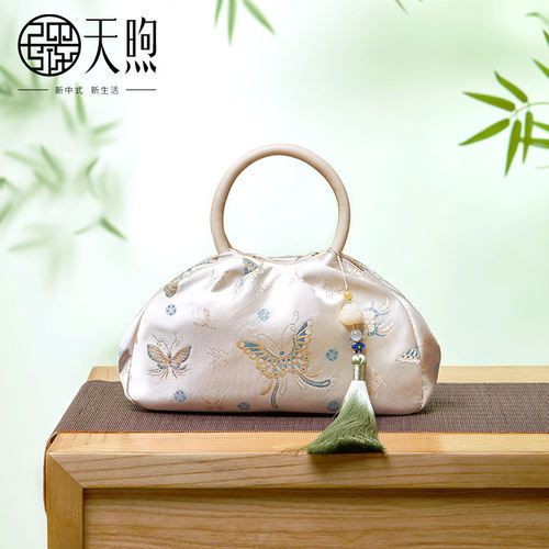 Pmsix天煦新款旗袍汉服中式国风大容量织金提花单肩斜挎手提包女