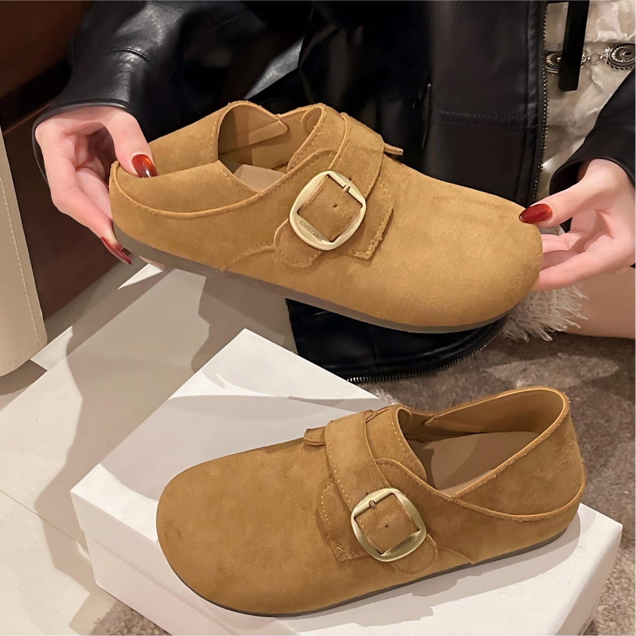 平底博肯鞋大头单鞋女2026春季新款踩脚百搭一脚蹬休闲豆豆乐福鞋,女鞋,勃肯鞋/软木鞋,淘宝优惠券,粉丝福利购,淘宝优惠卷