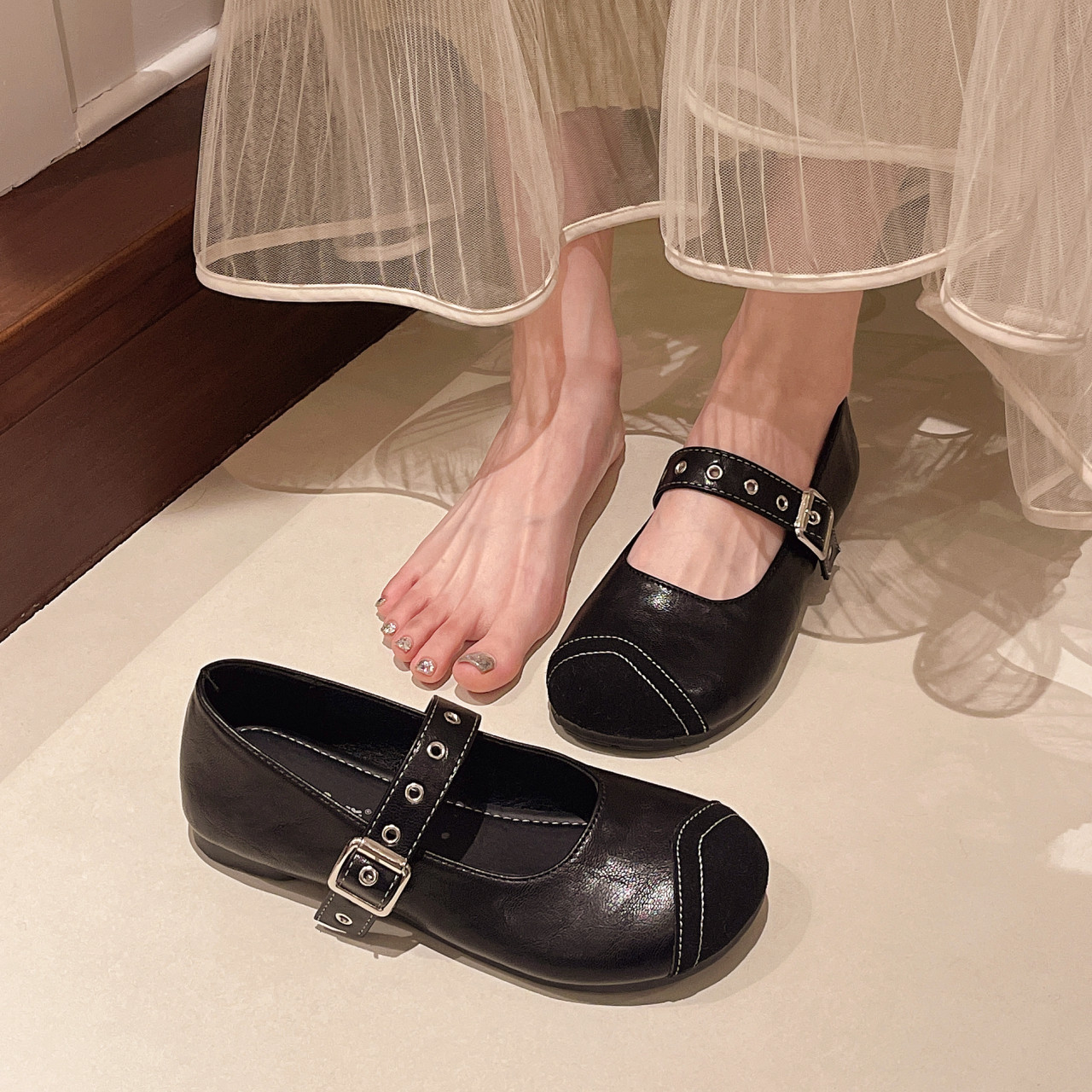 复古软底玛丽珍鞋女2026春季新款平底一字带扣浅口单鞋百搭芭蕾鞋,女鞋,玛丽珍鞋,淘宝优惠券,粉丝福利购,淘宝优惠卷