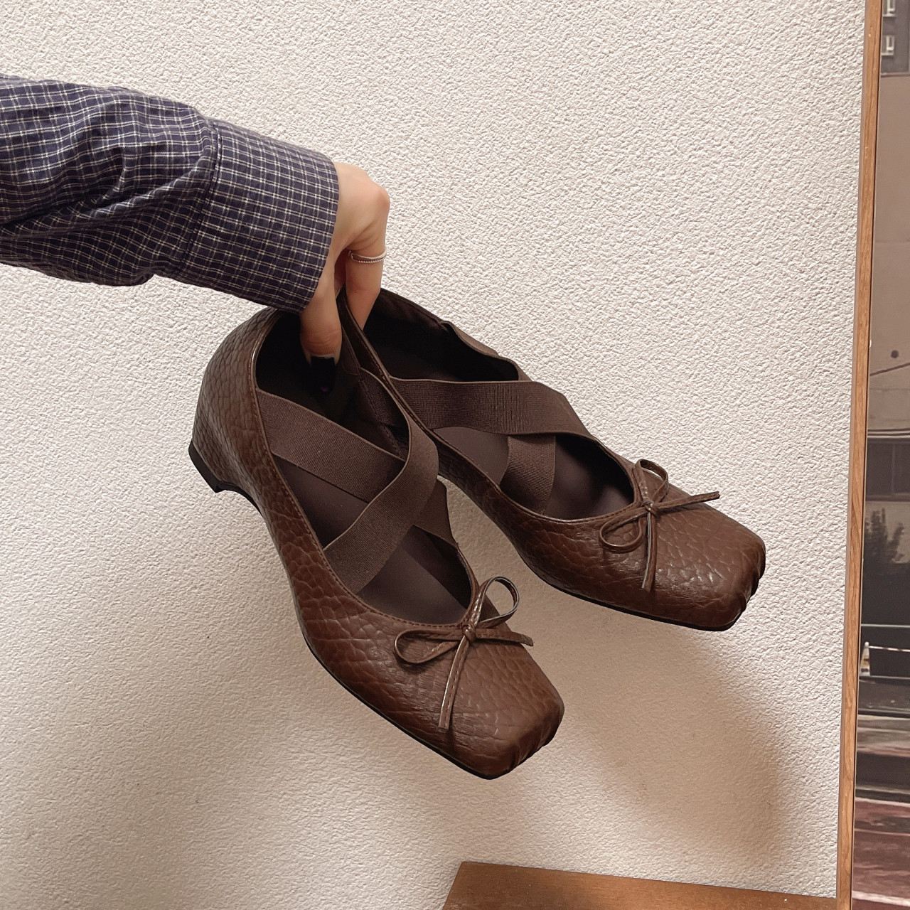 芭蕾舞鞋2026春季新款内增高5cm浅口方头交叉绑带小个子玛丽珍鞋,女鞋,时尚芭蕾鞋,淘宝优惠券,粉丝福利购,淘宝优惠卷