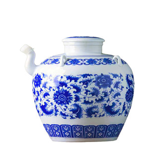 无铅景德镇本地产高温陶瓷带嘴油壶油罐储油坛青花1斤10斤20斤