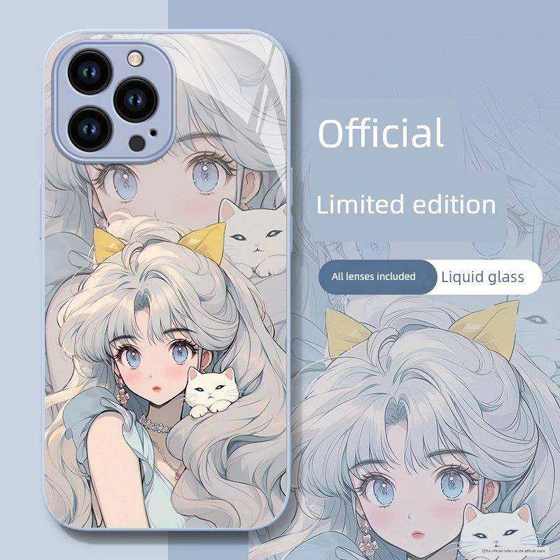 适用苹果15手机壳新款14promax卡哇伊小樱ip13猫咪女孩12mini玻璃防摔11全包iphonexr女8Plus女神7保护6套