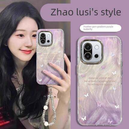 渐变紫蝴蝶适用一加13T手机壳1+12全包镜头膜11防摔保护套OnePlus新款ACE5至尊版Ace3Pro高级感女2V不会撞壳