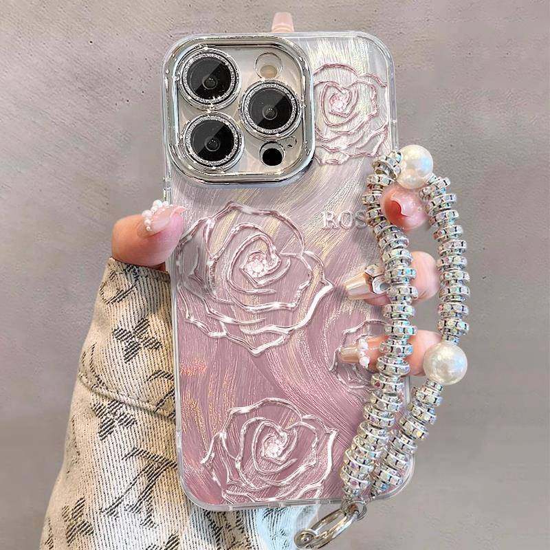 适用于Apple 15Promax手机壳iPhone 14新款渐变玫瑰Ip13高端全包12防摔利基可触及奢华硅胶镜片膜11简易小清