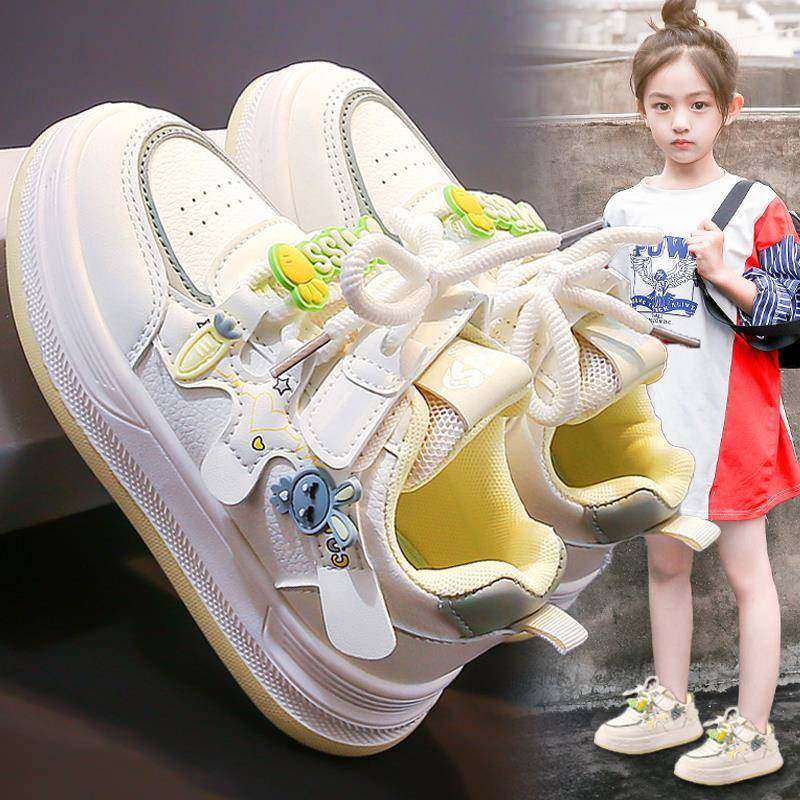 女童鞋秋季2025新款儿童公主运动板鞋女孩透气软底小白鞋皮面潮牌