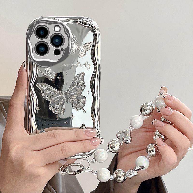 适用苹 果15手机保护壳新款14promax高级感ip13电镀蝴蝶12mini防摔11矽胶全包iphonexr女8Plus潮7女神ins风6