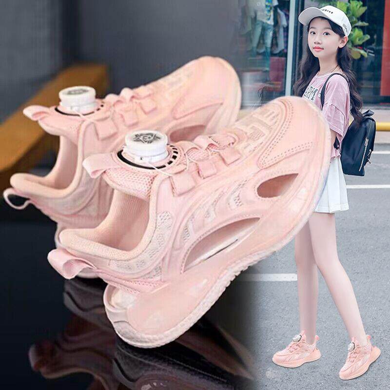 女童凉鞋夏季2025新款儿童包头运动沙滩鞋旋转纽扣中大童镂空软底