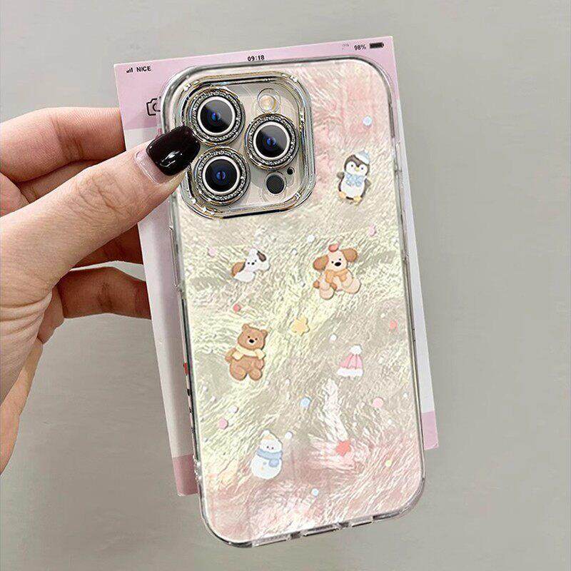 适用于苹果16Promax手机壳iPhone 15新款高端雪点动物14Promax冰川Ip13硅胶12带支架11简单8全包式7Xr女性保