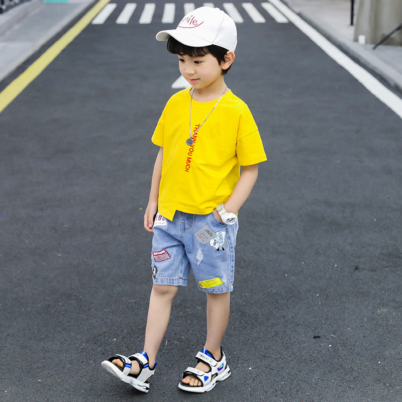 男童洋气套装宝宝夏装两三四五六七八岁小男孩时尚韩版帅气短袖衣