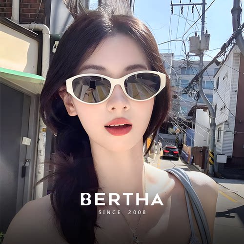 复古白框猫眼墨镜女2026新款偏光