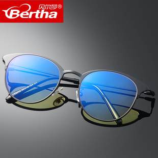 Bertha防辐射眼镜防蓝光手机电脑护目镜平光女潮小圆框游戏平面镜