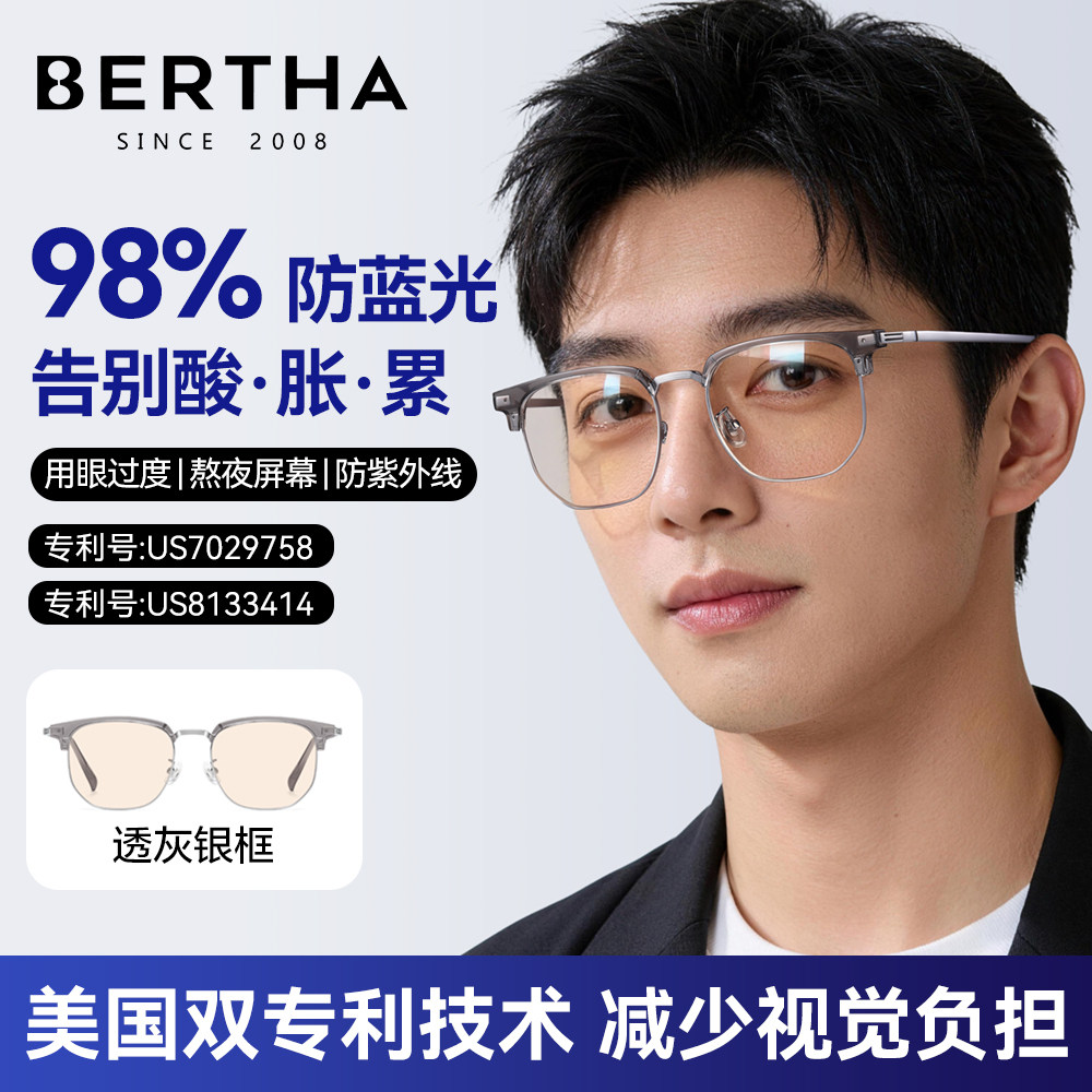 美国进口黑色素防辐射抗蓝光眼镜男看手机电脑护眼睛平光疲劳术后
