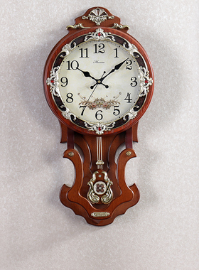 欧式钟表挂钟客厅大号静音时钟创意挂表家用电波钟壁钟石英钟HP07