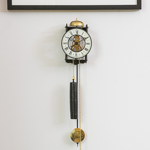 饰钟 欧式 机械挂钟钟表客厅简约德国机芯单重锤摇摆报时时钟家用装