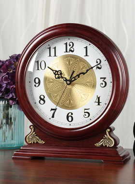 欧式实木座钟钟表客厅复古装饰大号静音桌台柜时钟数字台钟HD208