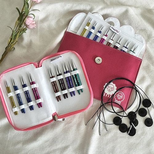 Knitpro彩铝可拆卸环形针袖子针毛衣针棒针毛线编织针工具全套装