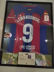 [Includes Jersey] Lewandowski Barcelona Signed Jersey Framed in a Jersey Photo Frame Birthday Gift