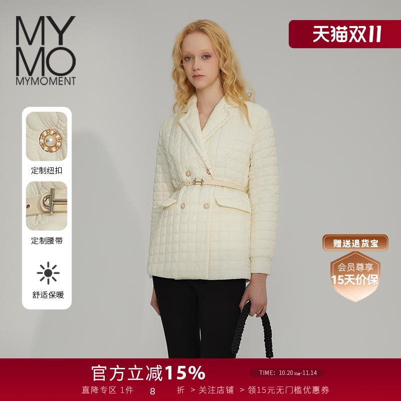 Mymo高级感米色收腰显瘦棉服外套