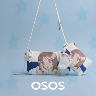 OSOSXOliwa联名艺术家原创少女印花单肩斜挎包ins风插画腋下包女