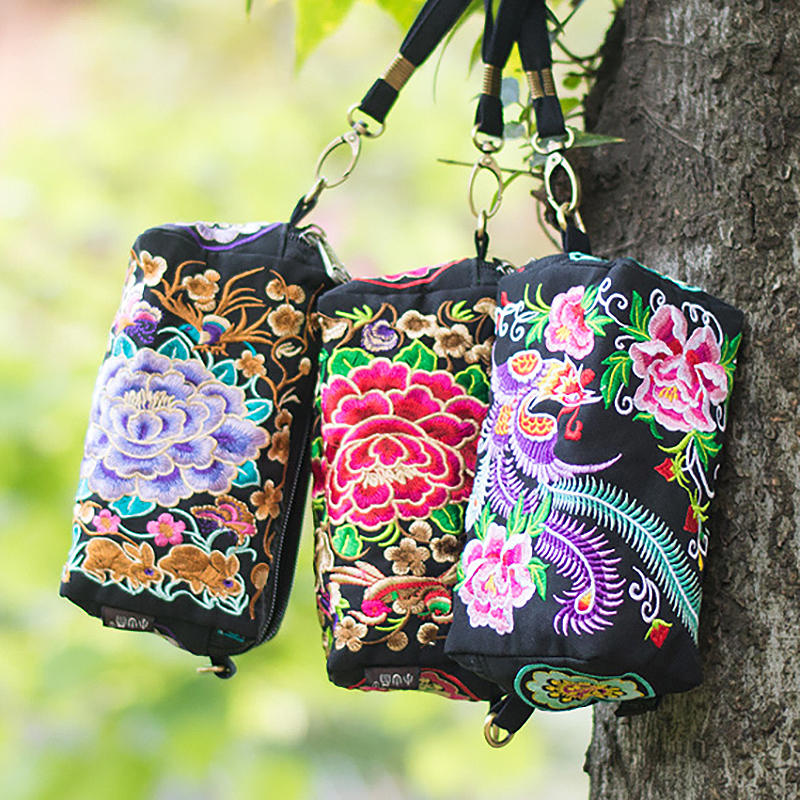 手拿包小山丽5面绣花化妆包多层