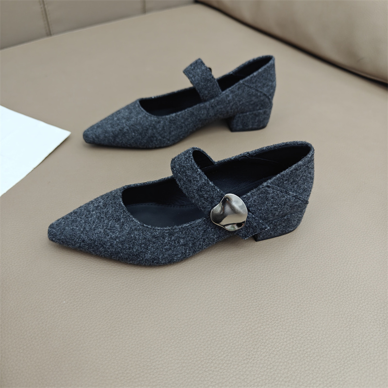 法式方头一字带小皮鞋玛丽珍单鞋