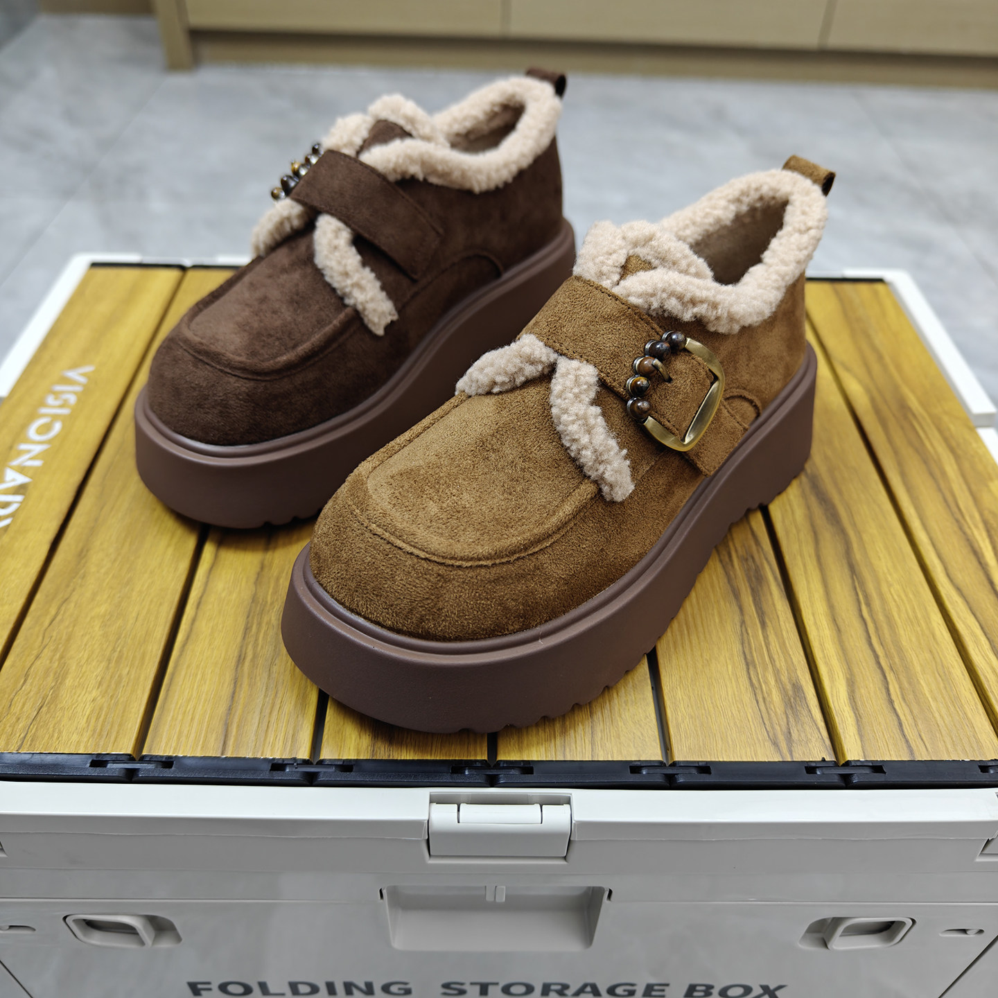 厚底勃肯鞋女2025冬季加绒乐福鞋博肯豆豆棉鞋子魔术贴保暖雪地靴,女鞋,乐福鞋（豆豆鞋）,淘宝优惠券,粉丝福利购,淘宝优惠卷