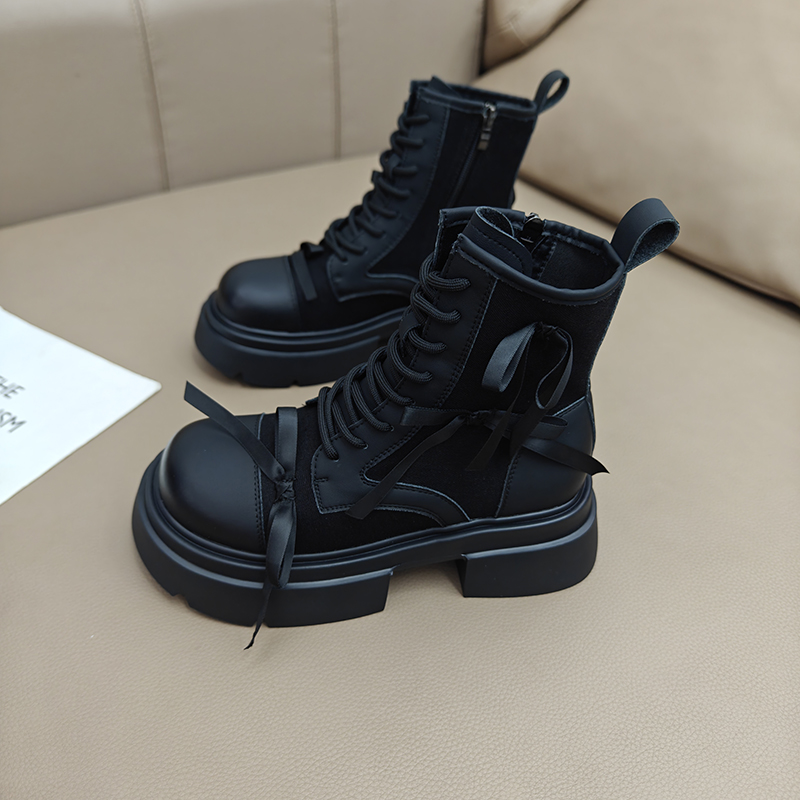 真皮拼接马丁靴轻便机车短靴时尚