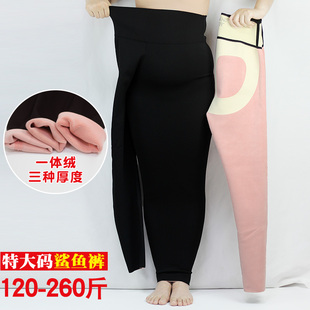 特大码240斤鲨鱼皮裤 胖mm收腹蜜桃臀乳胶加绒打底裤紧身小脚长裤
