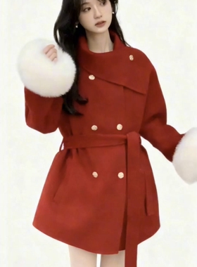 A D L M Q S 仁爱·和谐 红色毛呢大衣