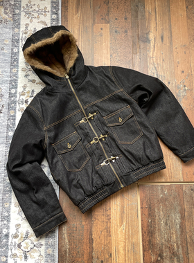 WHOA HA!复古原牛飞机扣连帽苍狼座山雕棉衣男加厚拉链外套boxy