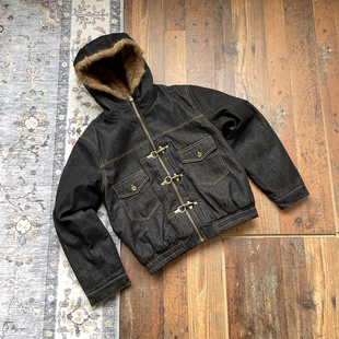 WHOA 复古原牛飞机扣连帽苍狼座山雕棉衣男加厚拉链外套boxy