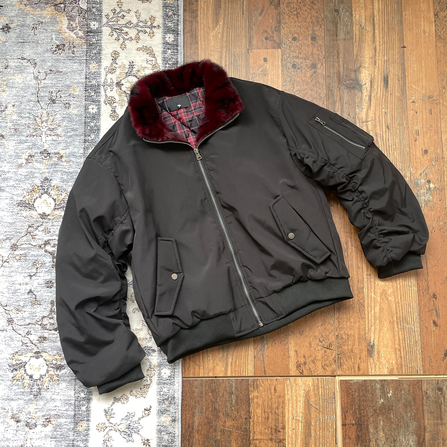 WHOA HA复古毛领座山雕棉服冬季加厚高级感ma1飞行员夹克夹棉外套