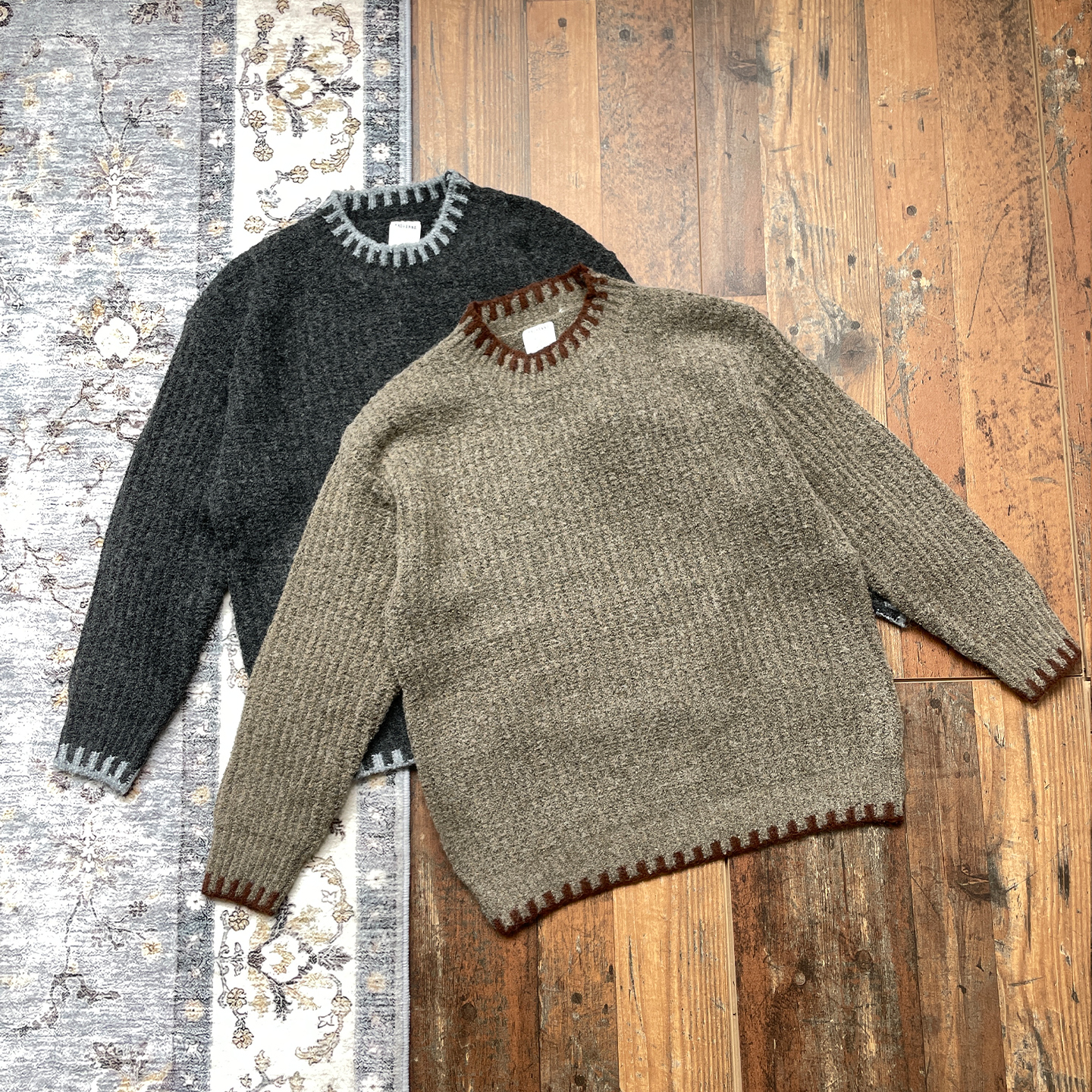 WHOA HA25AW复古圆领针织衫男女秋冬新款宽松新贵毛衣上衣