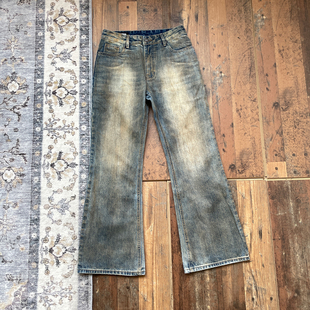 WHOA HA复古水洗做旧锈迹直筒牛仔裤男女宽松长裤newvintage