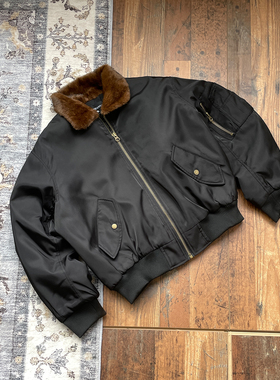 WHOA HA!复古毛领飞行员夹克男巴恩风加厚保暖棉服外套痞帅座山雕