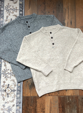 WHOA HA25AW复古亨利领毛衣男基础宽松新贵老钱风针织衫