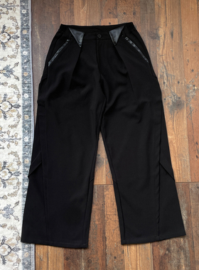 WHOA HA黑色西裤男秋季新款复古新贵宽松垂感休闲裤子