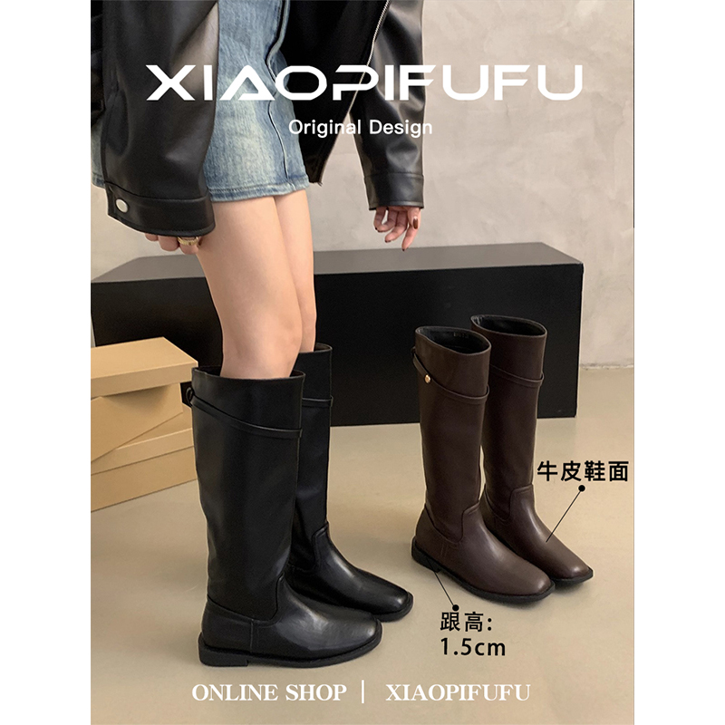 2025新款秋复古骑士靴粗