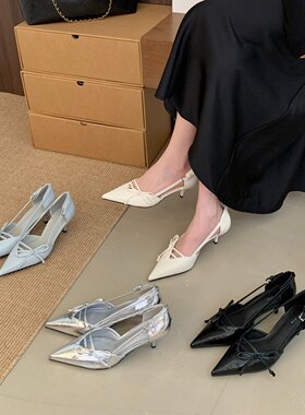 UNIDSN 法式尖头包头凉鞋女2026新款搭扣细跟高跟鞋少女气质单鞋