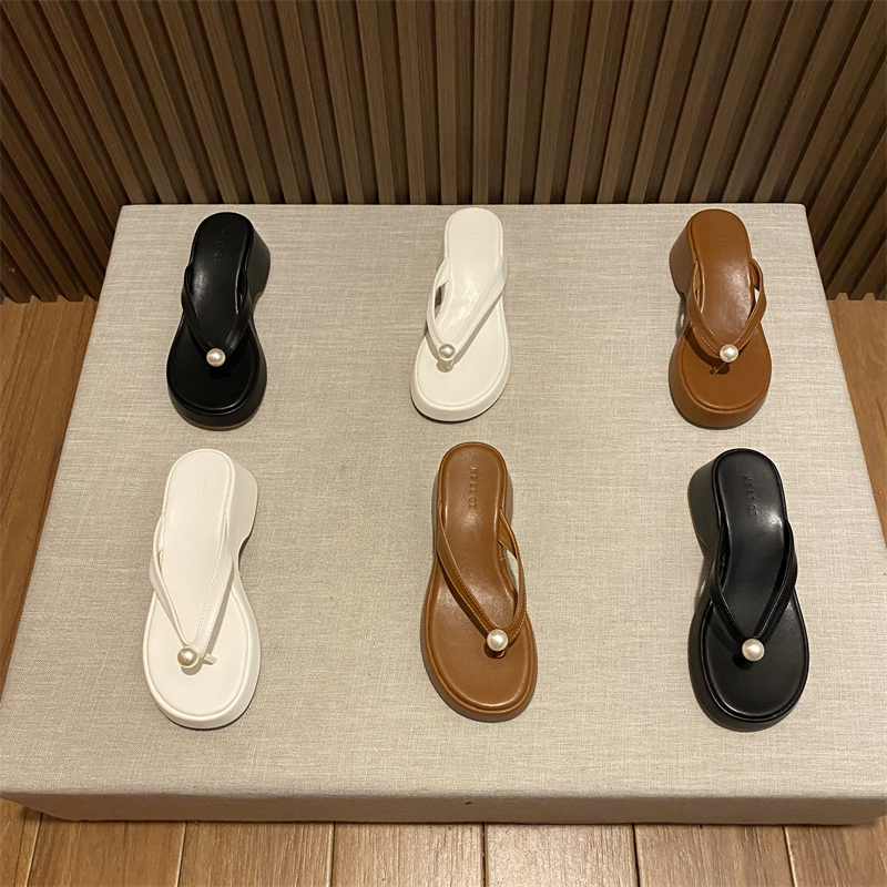 厚底珍珠夹脚人字拖鞋女鞋子外穿