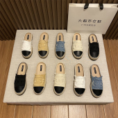 一脚蹬懒人穆勒鞋 渔夫鞋 厚底包头半拖鞋 网红2023新款 女小香风单鞋