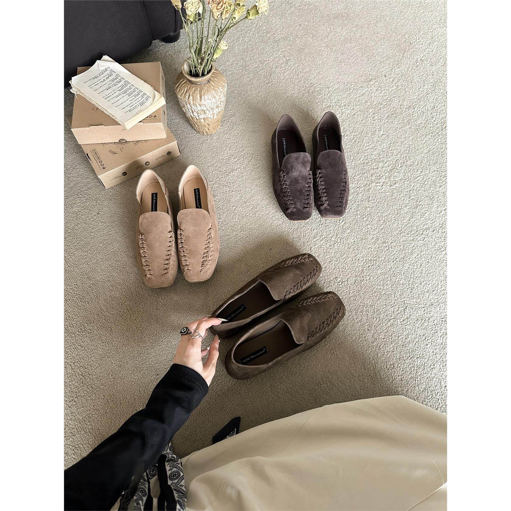 KA MI YA 法式复古一脚蹬乐福鞋女2026年新款软底百搭平底豆豆鞋,女鞋,乐福鞋（豆豆鞋）,淘宝优惠券,粉丝福利购,淘宝优惠卷