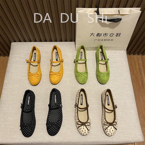 法式复古蝴蝶结平跟玛丽珍单鞋