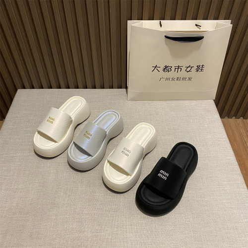 欧美厚底露趾凉拖鞋女2025年夏