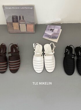 TLE MIKELIN 法式编织包头凉鞋女2026年新款一字扣带复古罗马凉鞋